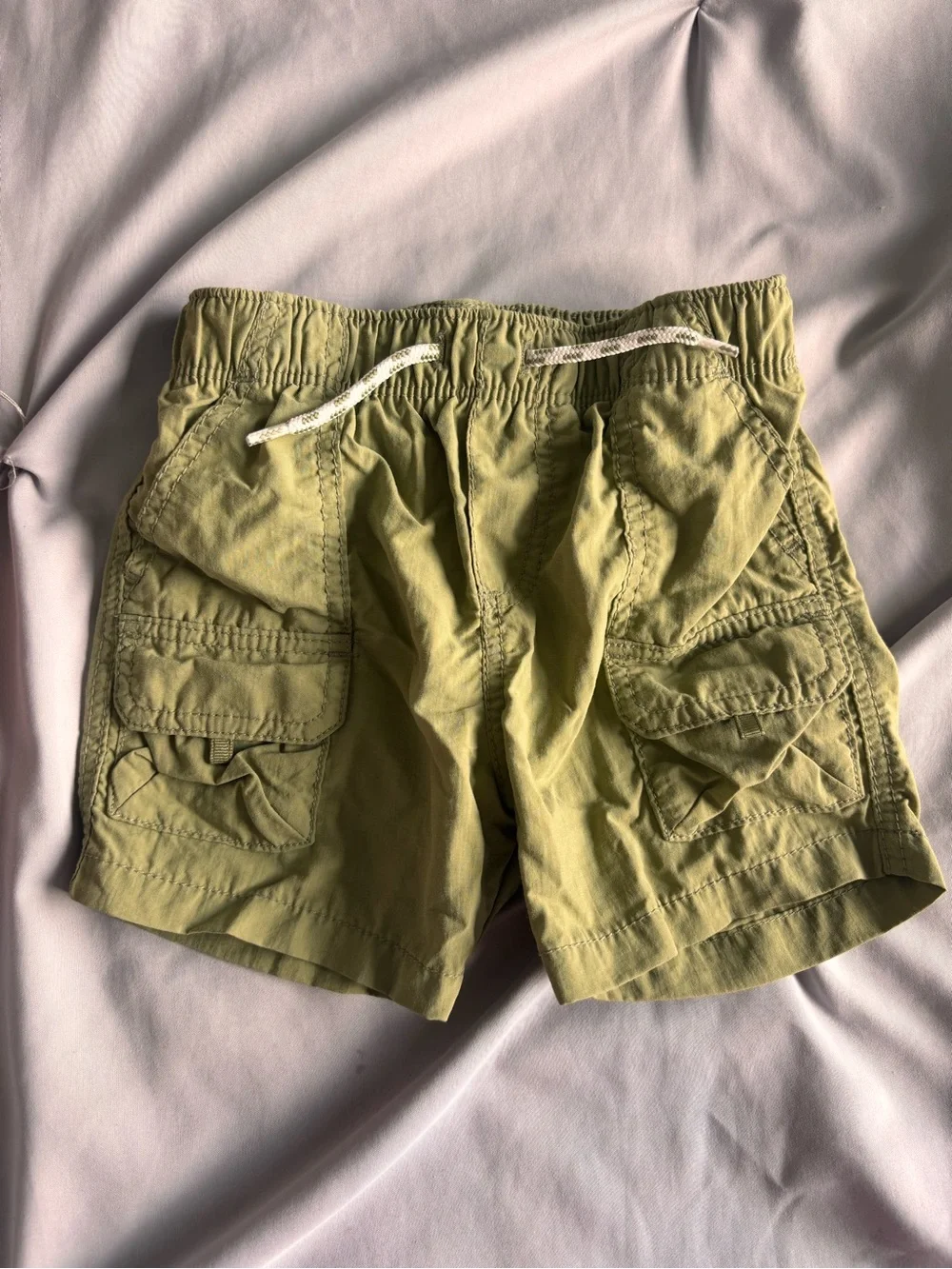 Old Navy Baby Olive Green Cargo Drawstring Shorts Size 6-12 month boy